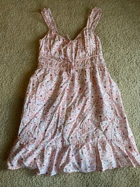 SO Pink Floral Mini Dress with Ruffle Hem
